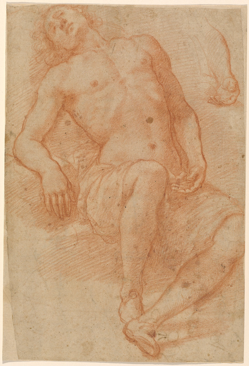 A Male Nude, Half Reclining by Matteo Rosselli (Florentine, 1578 - 1650), 16X12"(A3)Poster Print