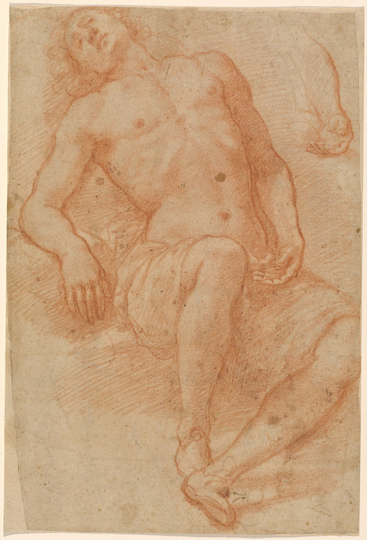 A Male Nude, Half Reclining by Matteo Rosselli (Florentine, 1578 - 1650), 16X12"(A3)Poster Print