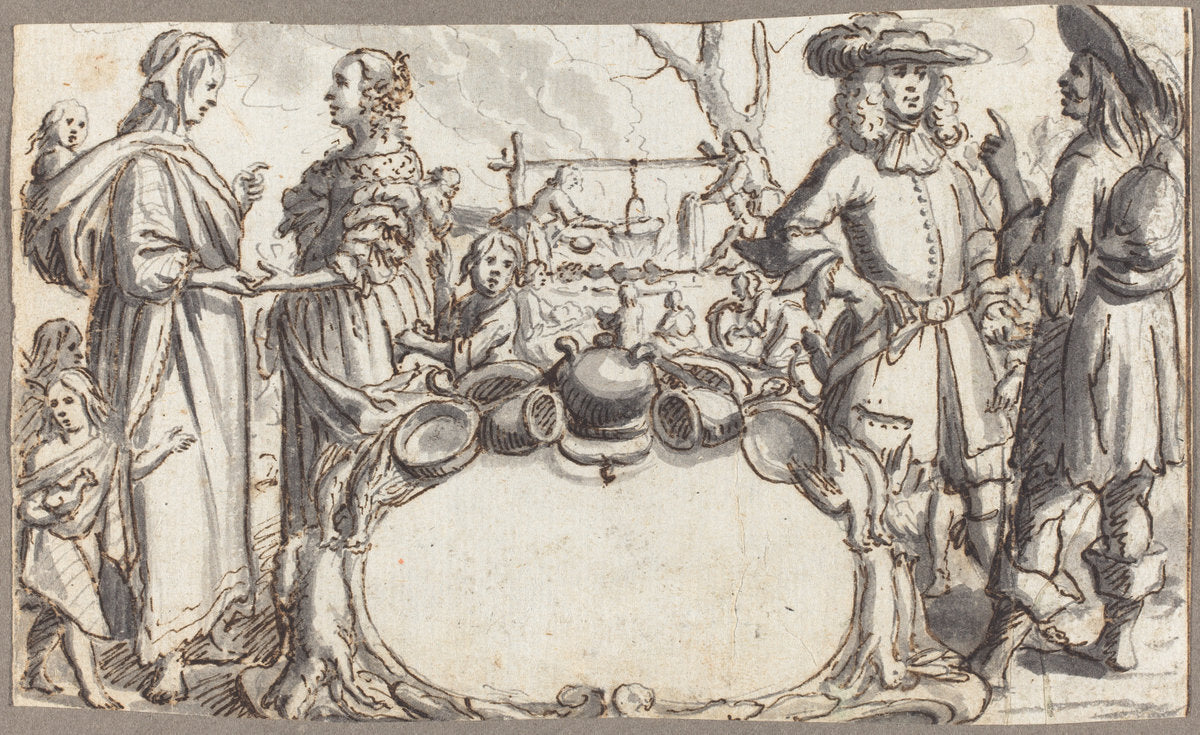 Allegory of Poverty and Wealth by Conrad Meyer (Swiss, 1618 - 1689), 16X12"(A3)Poster Print