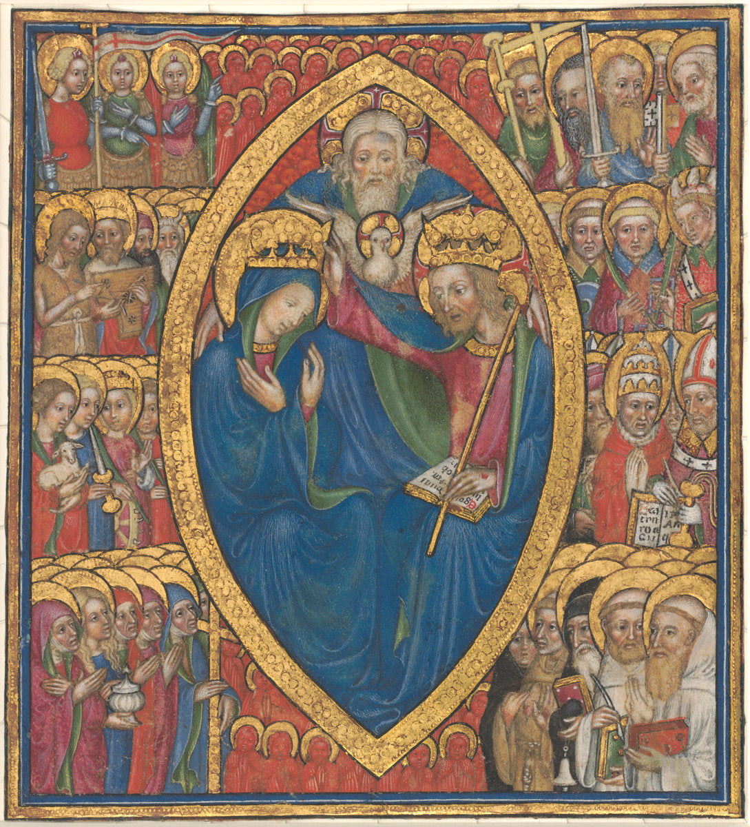 Coronation of the Virgin with the Trinity  and Saints by Olivetan Master (Lombard, active c. 1425 - c. 1450), 16X12"(A3)Poster Print
