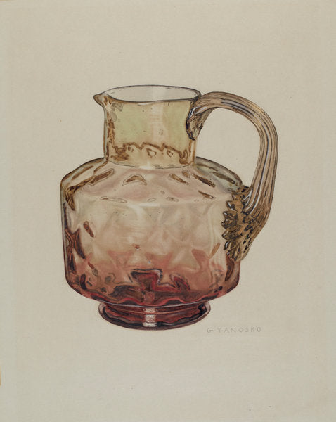 Pitcher (Amberina) by George Yanosko (American, active c. 1935), 16X12"(A3)Poster Print