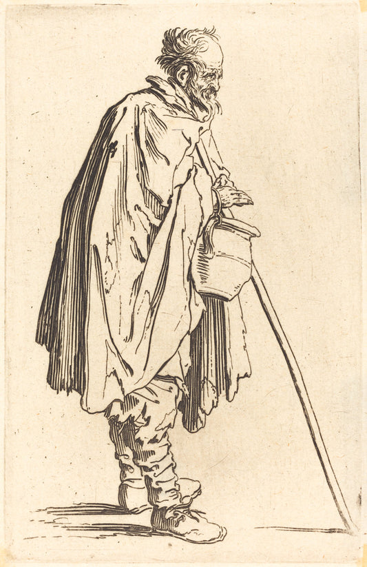 Beggar with Pot by Jacques Callot (French, 1592 - 1635), 16X12"(A3)Poster Print