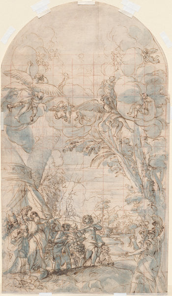The Spies Returning from Canaan by Giacinto Calandrucci (Italian, 1646 - 1707), 16X12"(A3)Poster Print