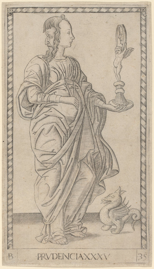 Prudencia (Prudence) by Master of the E-Series Tarocchi (Italian, active c. 1465), 16X12"(A3)Poster Print