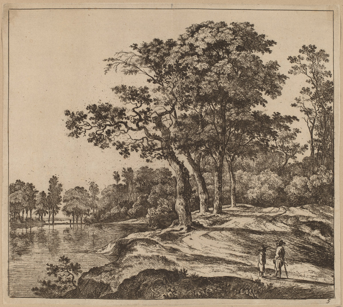 Landscape with Four Trees by Jan Hackaert (Dutch, probably 1628 - probably 1699), 16X12"(A3)Poster Print