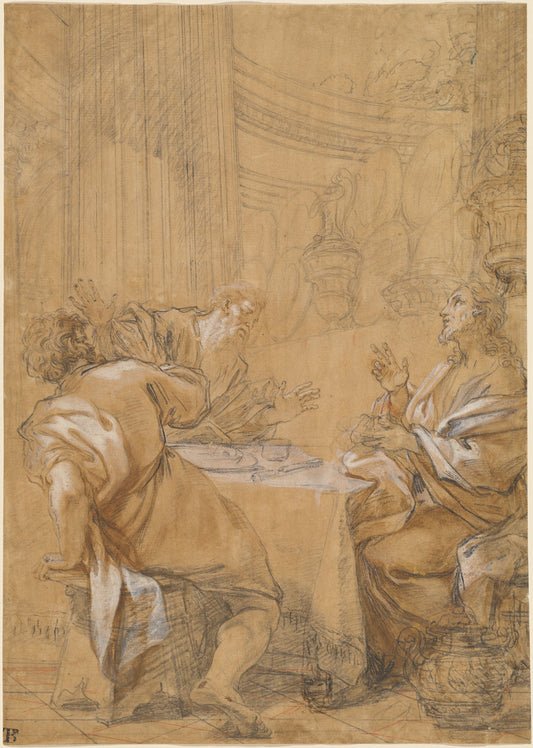 The Supper at Emmaus by Benedetto Luti (Roman, 1666 - 1724), 16X12"(A3)Poster Print