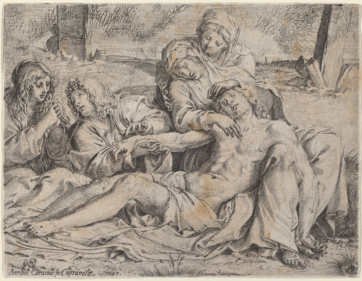 Pieta (the "Christ of Caprarola") by Annibale Carracci (Italian, 1560 - 1609), 16X12"(A3)Poster Print