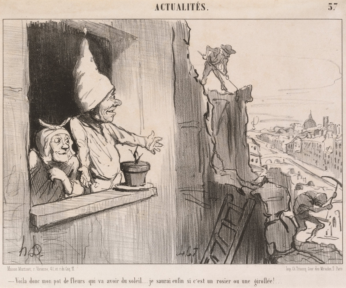 Voila... mon pot de fleurs... va avoir du soleil... by Honoré Daumier (French, 1808 - 1879), 16X12"(A3)Poster Print