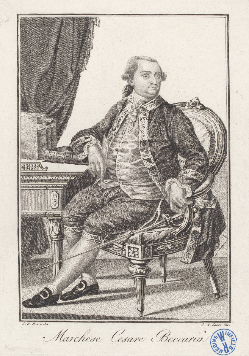 Marchese Cesare Beccaria by Giovanni Antonio Sasso, after G. B. Bosio (Italian, 1800 - 1825), 16X12"(A3)Poster Print