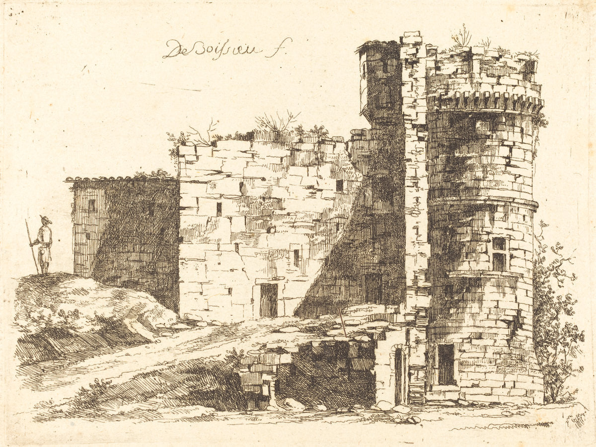 Ruins of the Château Saint-Chamond, Loire by Jean-Jacques de Boissieu (French, 1736 - 1810), 16X12"(A3)Poster Print