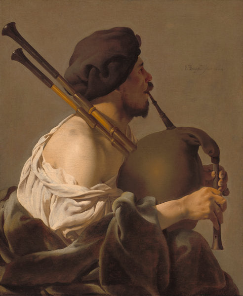 Bagpipe Player by Hendrick ter Brugghen (Dutch, 1588 - 1629), 16X12"(A3)Poster Print