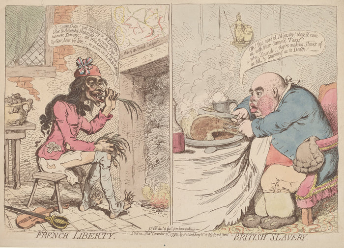 French Liberty and British Slavery by James Gillray (British, 1757 - 1815), 16X12