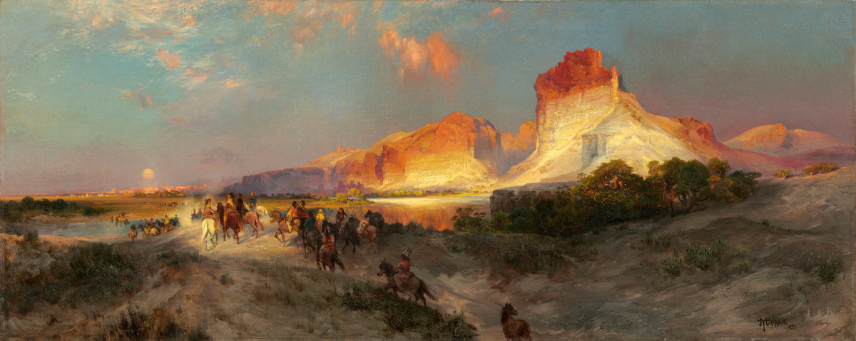 Green River Cliffs, Wyoming by Thomas Moran (American, born England, 1837 - 1926), 16X12"(A3)Poster Print