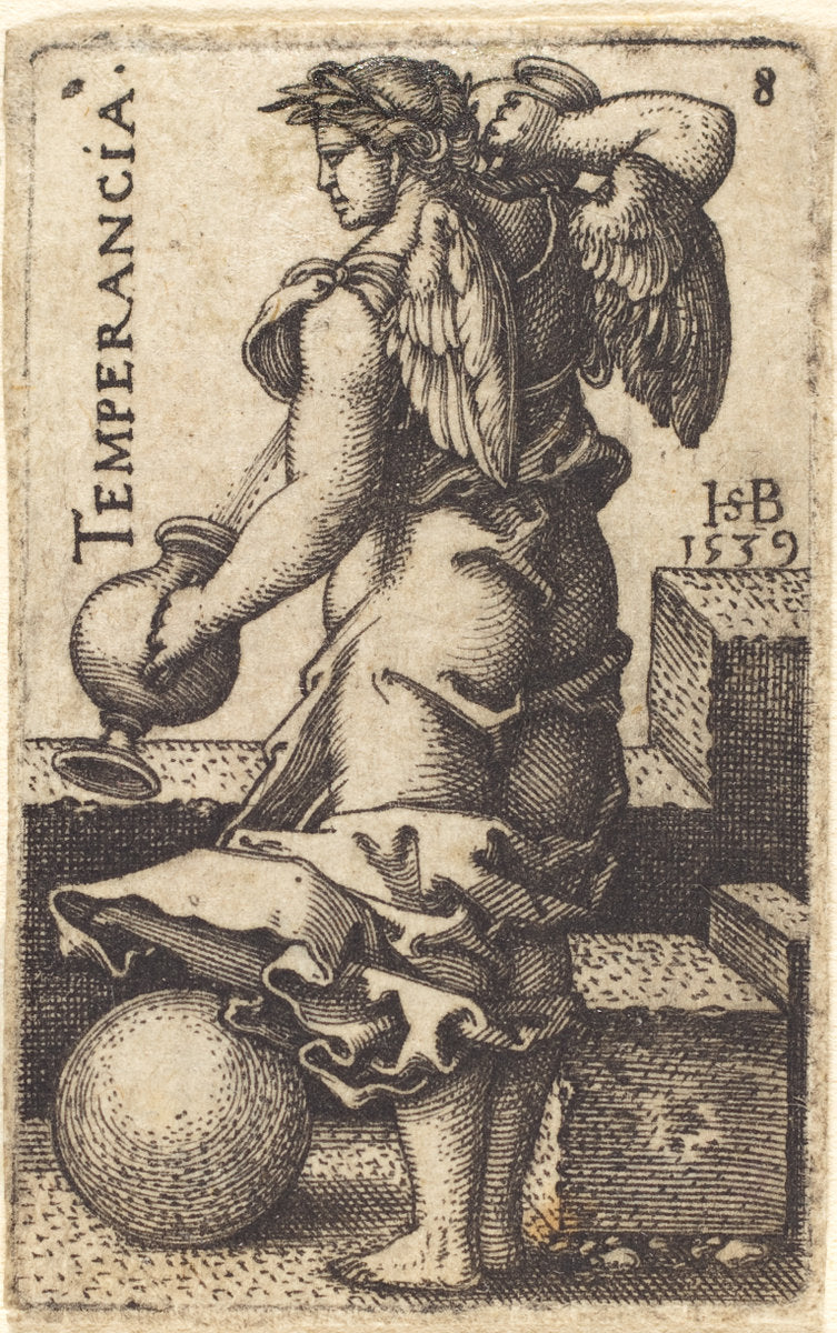 Temperancia by Sebald Beham (German, 1500 - 1550), 16X12"(A3)Poster Print