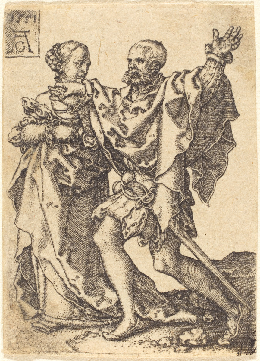 Dancing Couple by Heinrich Aldegrever (German, 1502 - 1555/1561), 16X12"(A3)Poster Print