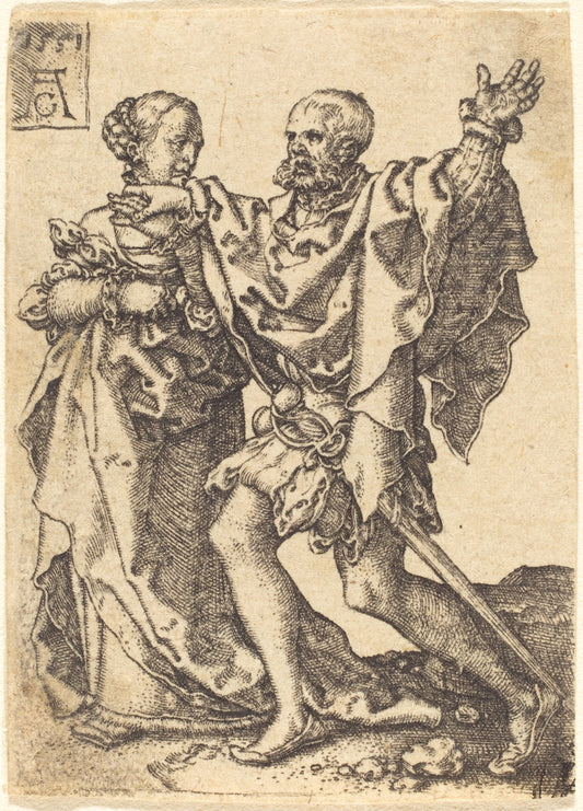 Dancing Couple by Heinrich Aldegrever (German, 1502 - 1555/1561), 16X12"(A3)Poster Print