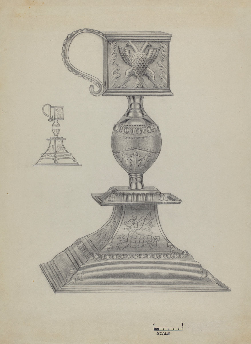 Silver Snuffer Stand by Michael Fenga (American, active c. 1935), 16X12"(A3)Poster Print