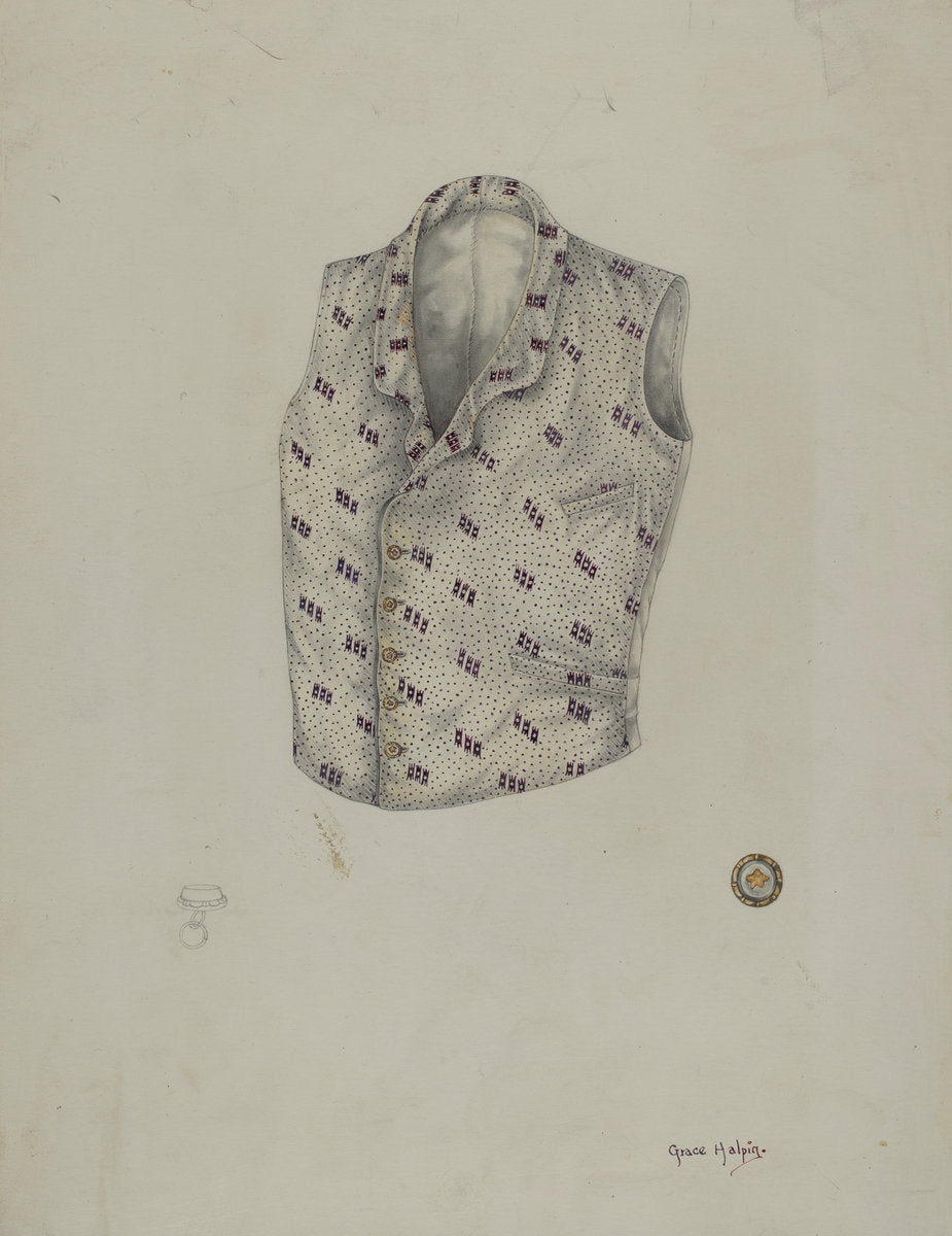 Waistcoat by Grace Halpin (American, active c. 1935), 16X12"(A3)Poster Print