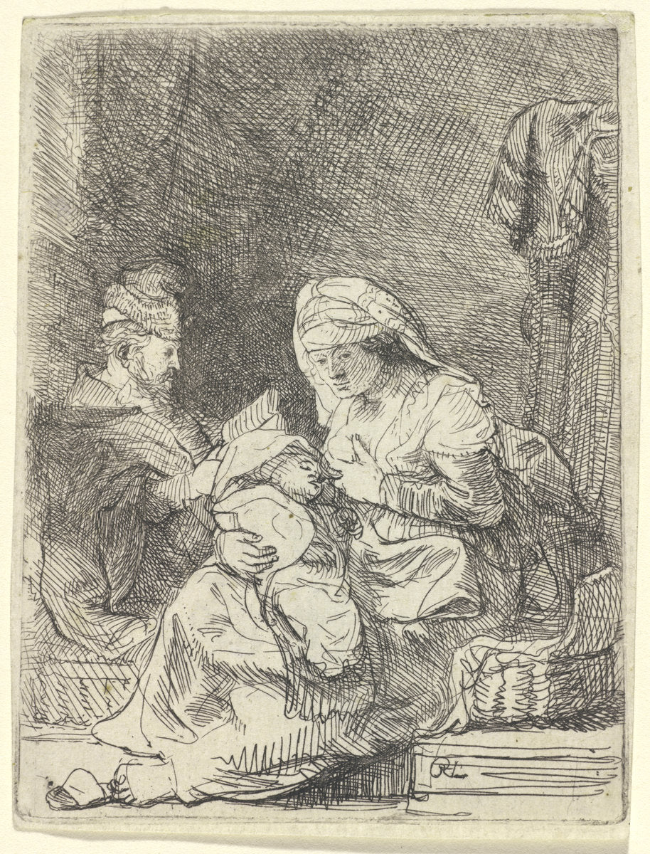 The Holy Family by Rembrandt van Rijn (Dutch, 1606 - 1669), 16X12"(A3)Poster Print