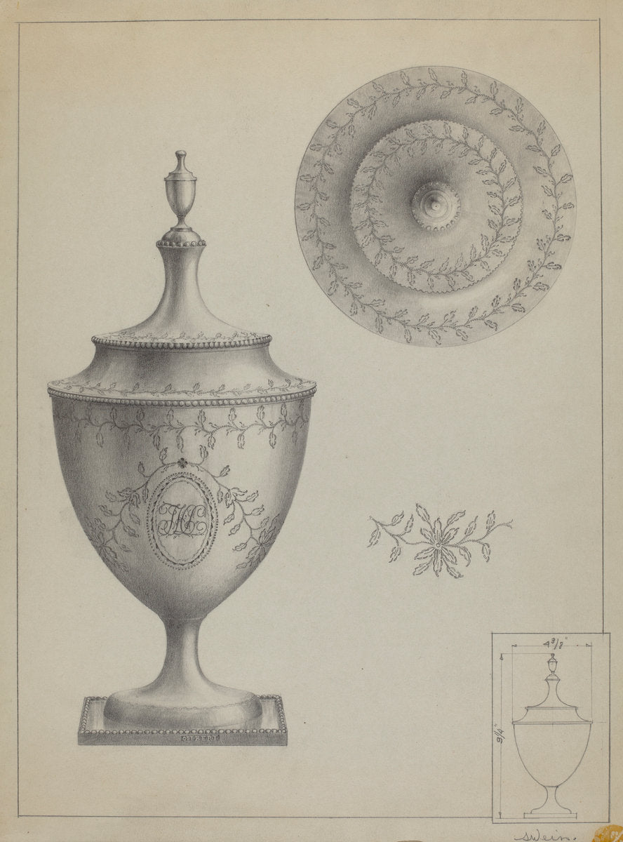 Silver Sugar Bowl by Simon Weiss (American, active c. 1935), 16X12"(A3)Poster Print