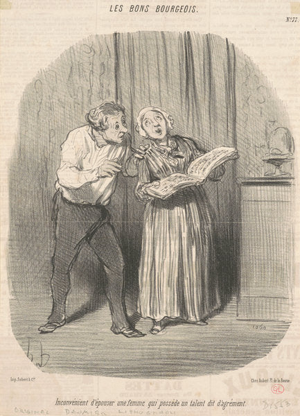 Inconvénient d'épouser une femme qui possède un talent d'agrément by Honoré Daumier (French, 1808 - 1879), 16X12"(A3)Poster Print