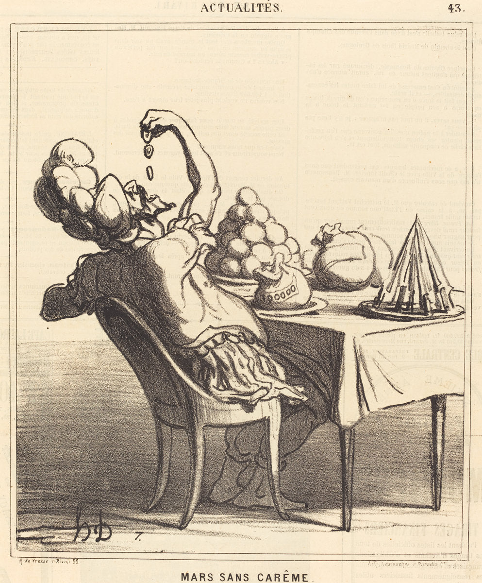 Mars sans carême by Honoré Daumier (French, 1808 - 1879), 16X12"(A3)Poster Print