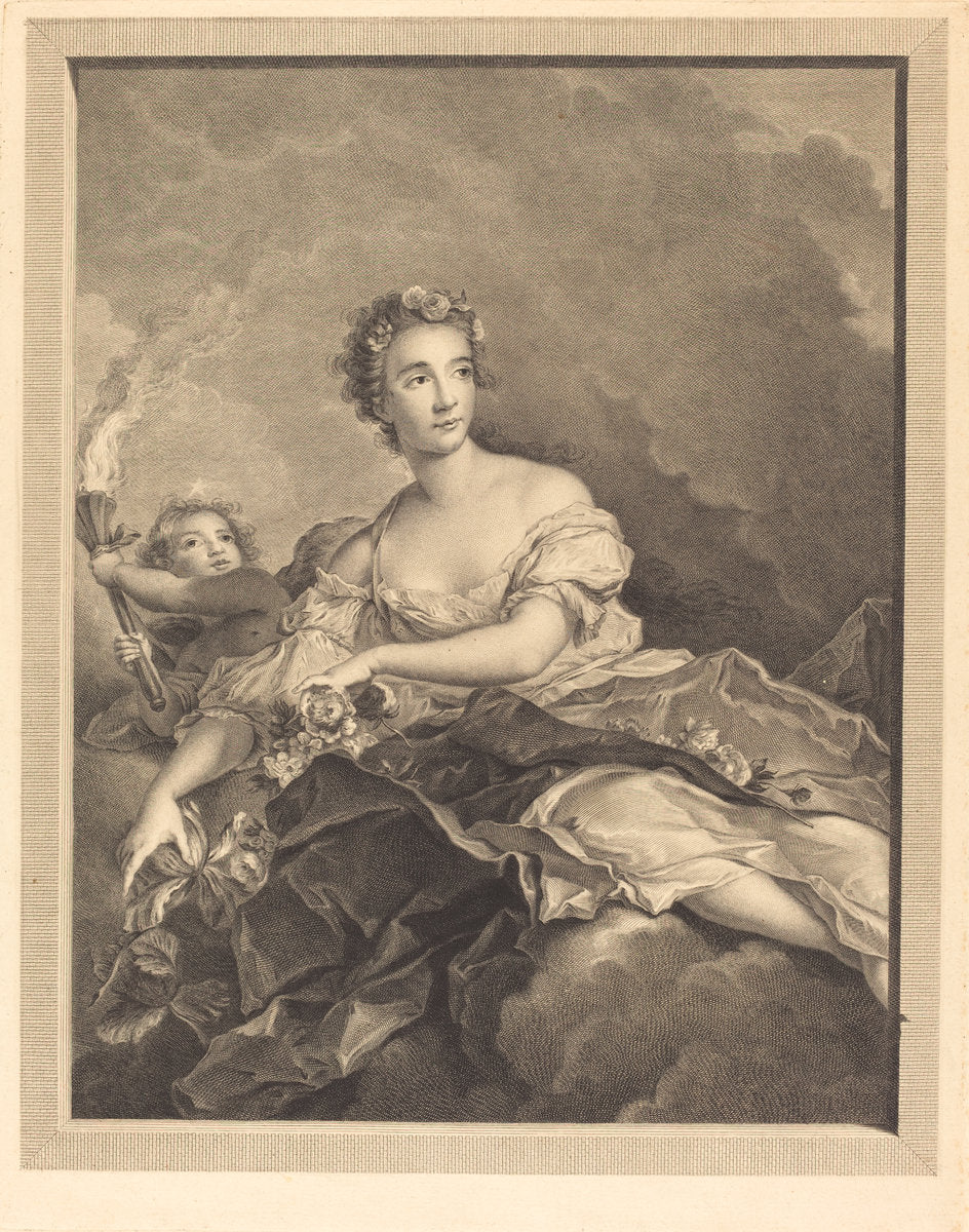 La nuit passe, l'Aurore parait by Pierre Maleuvre after Jean-Marc Nattier (French, 1740 - 1803), 16X12"(A3)Poster Print