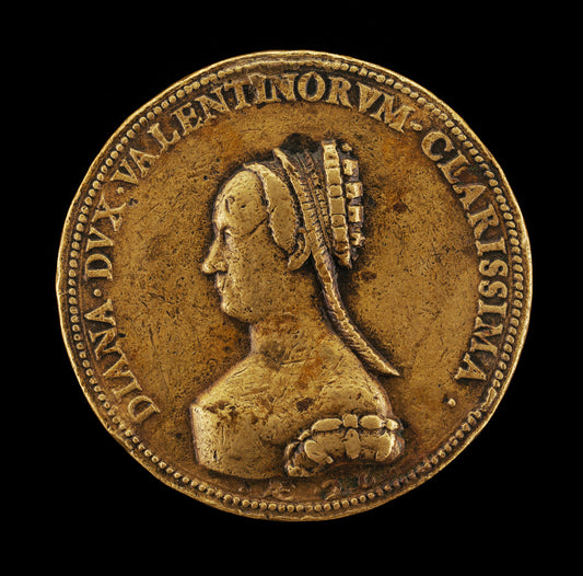 c. 1525 by French 16th Century (Diane de Poitiers, 1499-1566, Wife of Louis de Breze, Duchess of Valentinois 1548 [obverse]), 16X12"(A3)Poster Print
