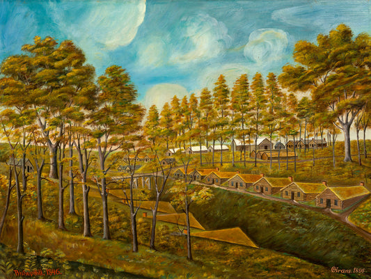 Early Camp Dugouts by Stanley Mazur, after Olof Krans (American, 1903 - 1978), 16X12"(A3)Poster Print