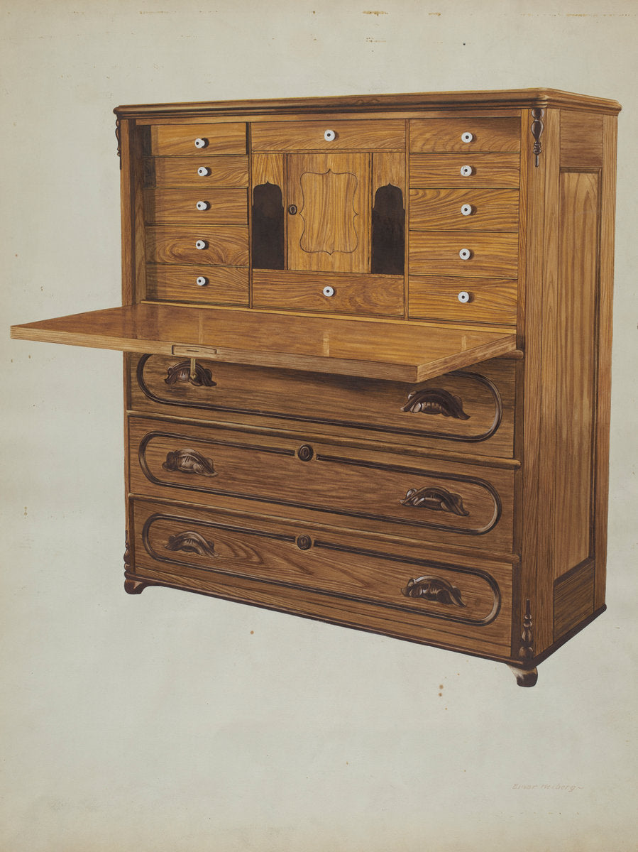 Desk by Einar Heiberg (American, active c. 1935), 16X12"(A3)Poster Print