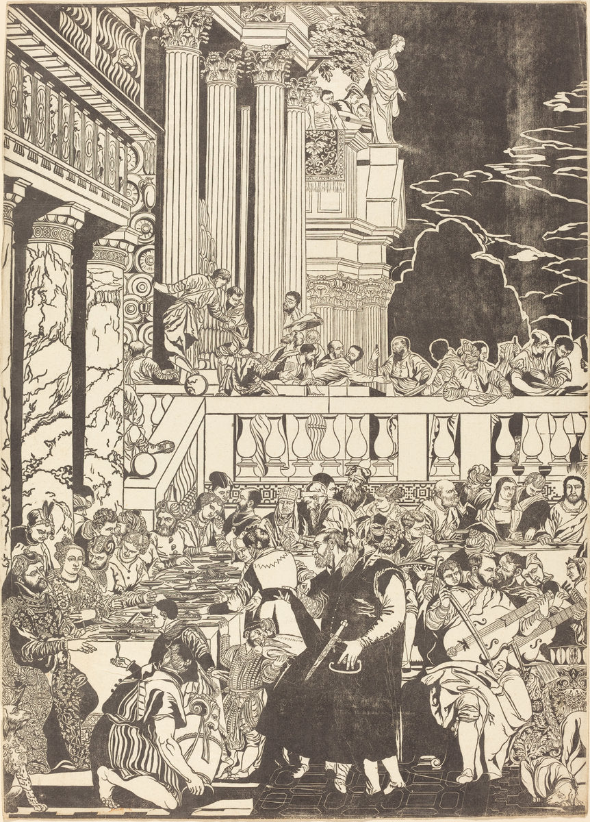 The Marriage at Cana [left plate] by John Baptist Jackson after Veronese (English, 1701 - c. 1780), 16X12"(A3)Poster Print