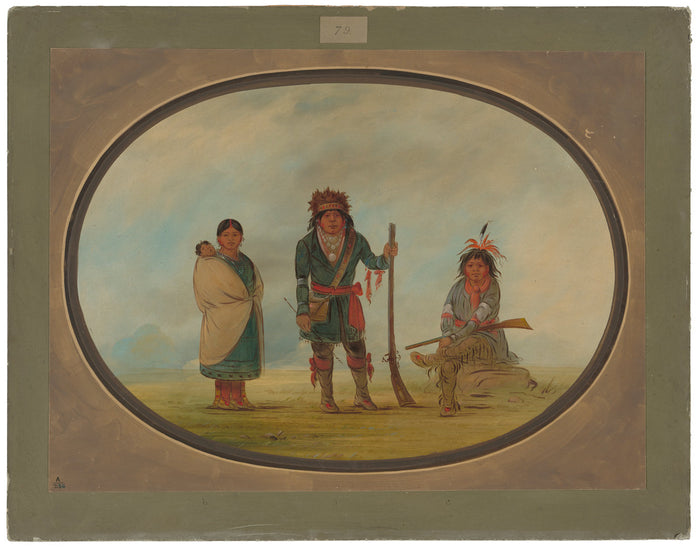 Three Micmac Indians by George Catlin (American, 1796 - 1872), 16X12