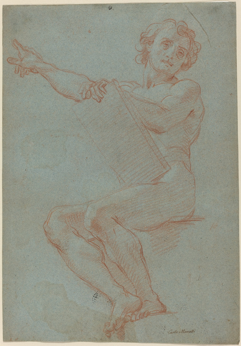 A Seated Man Holding a Tablet by Carlo Maratta (Italian, 1625 - 1713), 16X12"(A3)Poster Print