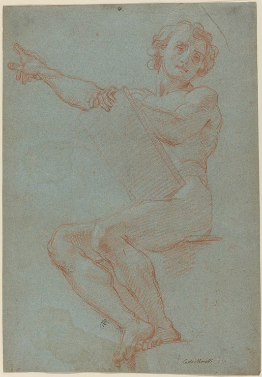 A Seated Man Holding a Tablet by Carlo Maratta (Italian, 1625 - 1713), 16X12"(A3)Poster Print