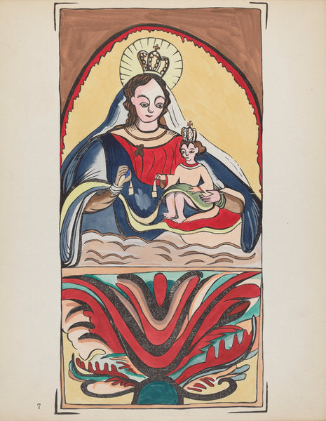 1935/1942 by American 20th Century (Plate 7: Our Lady of Mt. Carmel: From Portfolio "Spanish Colonial Designs of New Mexico"), 16X12"(A3)Poster Print