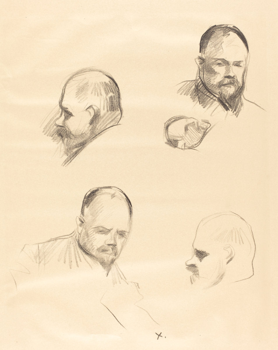 Four Sketches of Ambroise Vollard by Jean-Louis Forain (French, 1852 - 1931), 16X12"(A3)Poster Print