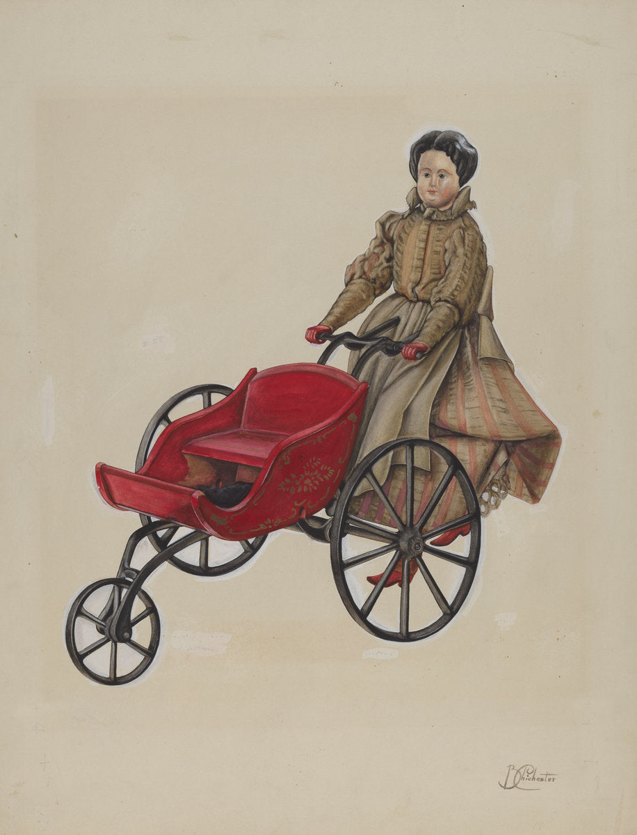 Go-Cart and Doll by Beverly Chichester (American, active c. 1935), 16X12"(A3)Poster Print