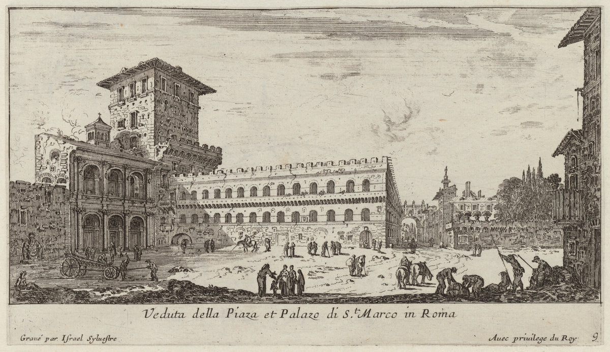 Veduta della Piaza et Palazo di St. Marco in Roma by Israël Silvestre (French, 1621 - 1691), 16X12"(A3)Poster Print