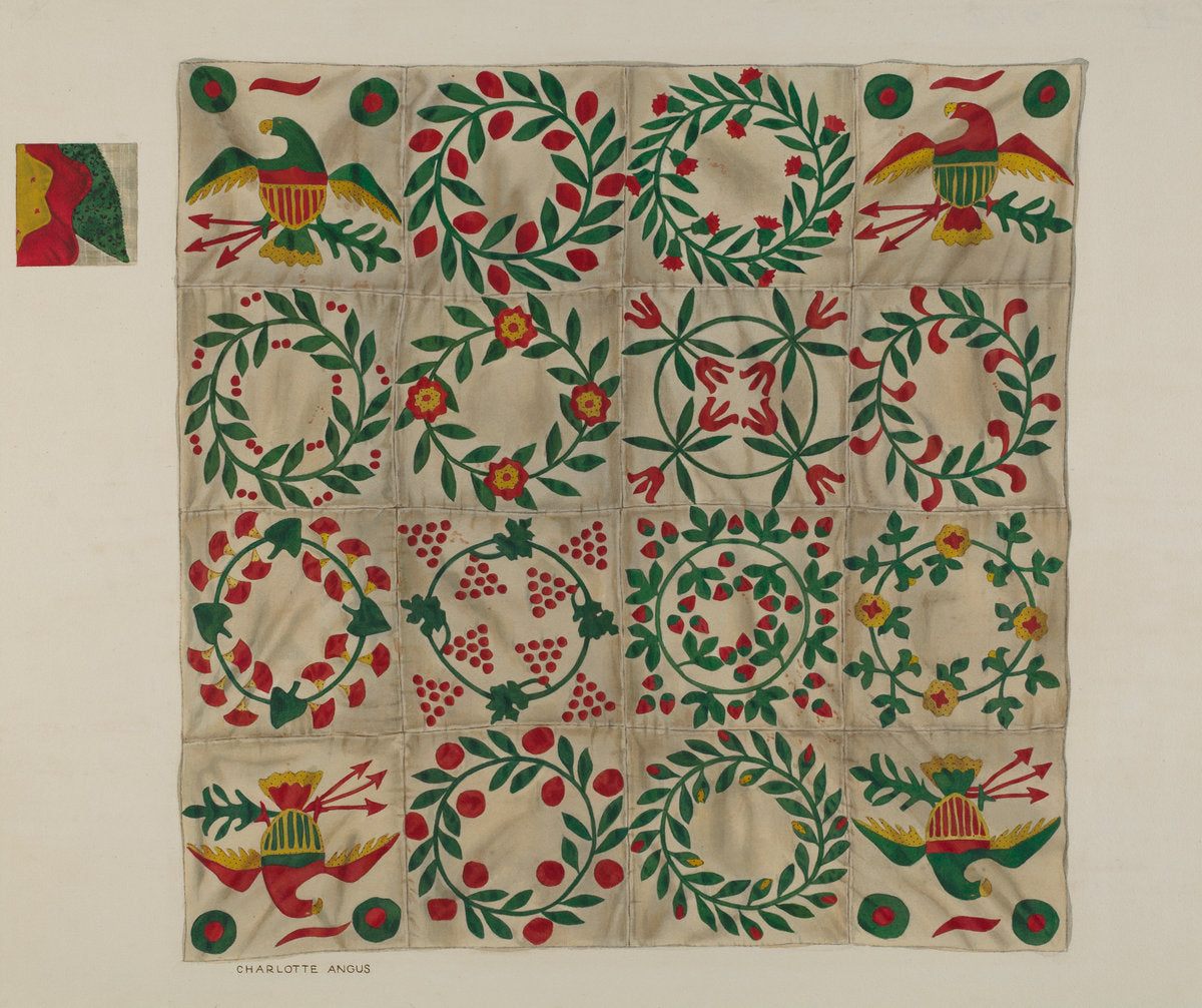 Quilt by Charlotte Angus (American, 1911 - 1989), 16X12"(A3)Poster Print