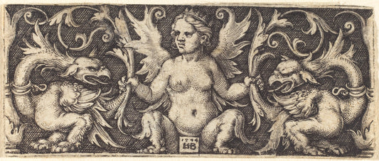 Ornament with Female Demon by Sebald Beham (German, 1500 - 1550), 16X12"(A3)Poster Print