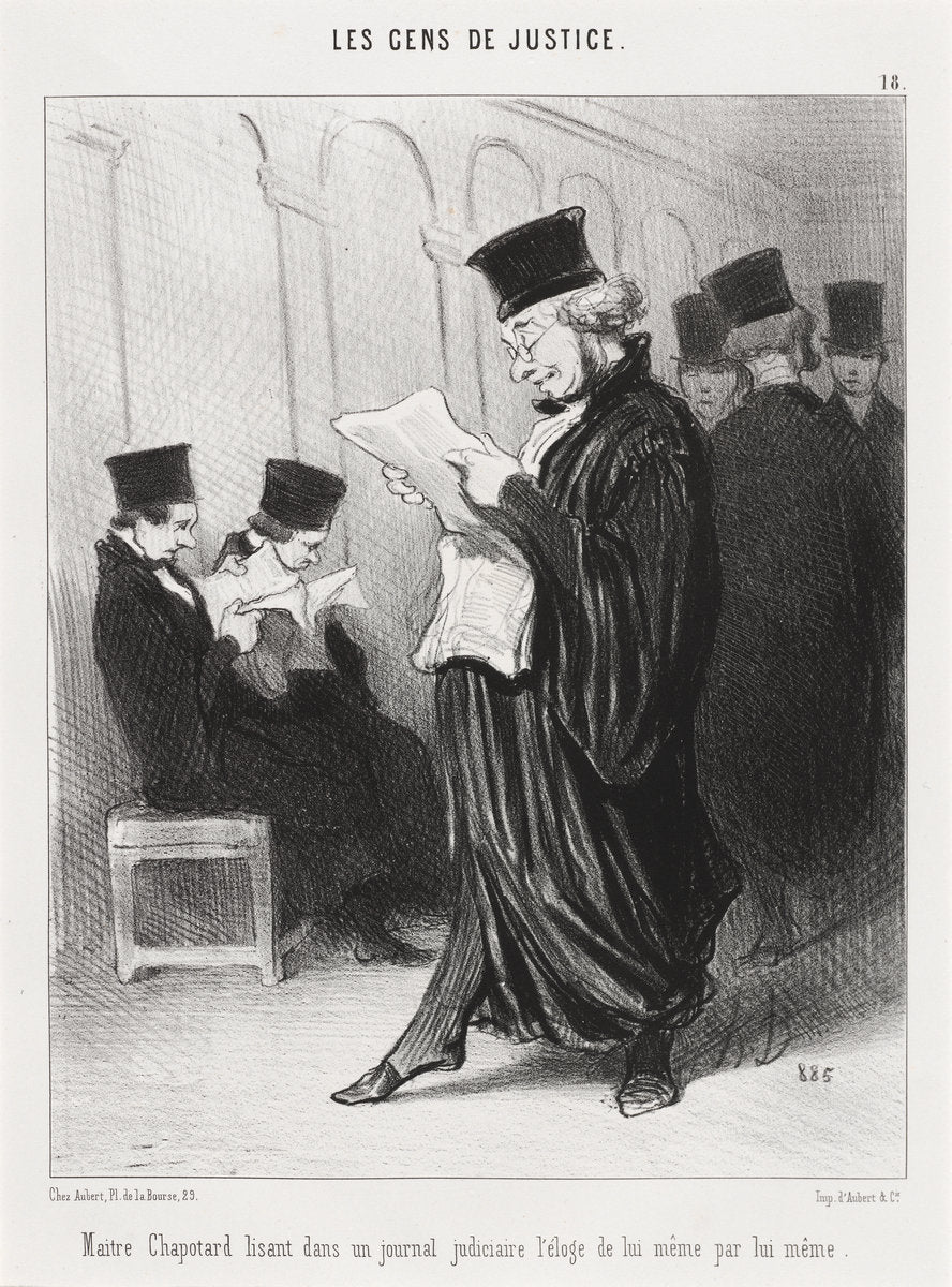 Maitre Chapotard lisant... l'éloge de lui-même... by Honoré Daumier (French, 1808 - 1879), 16X12"(A3)Poster Print