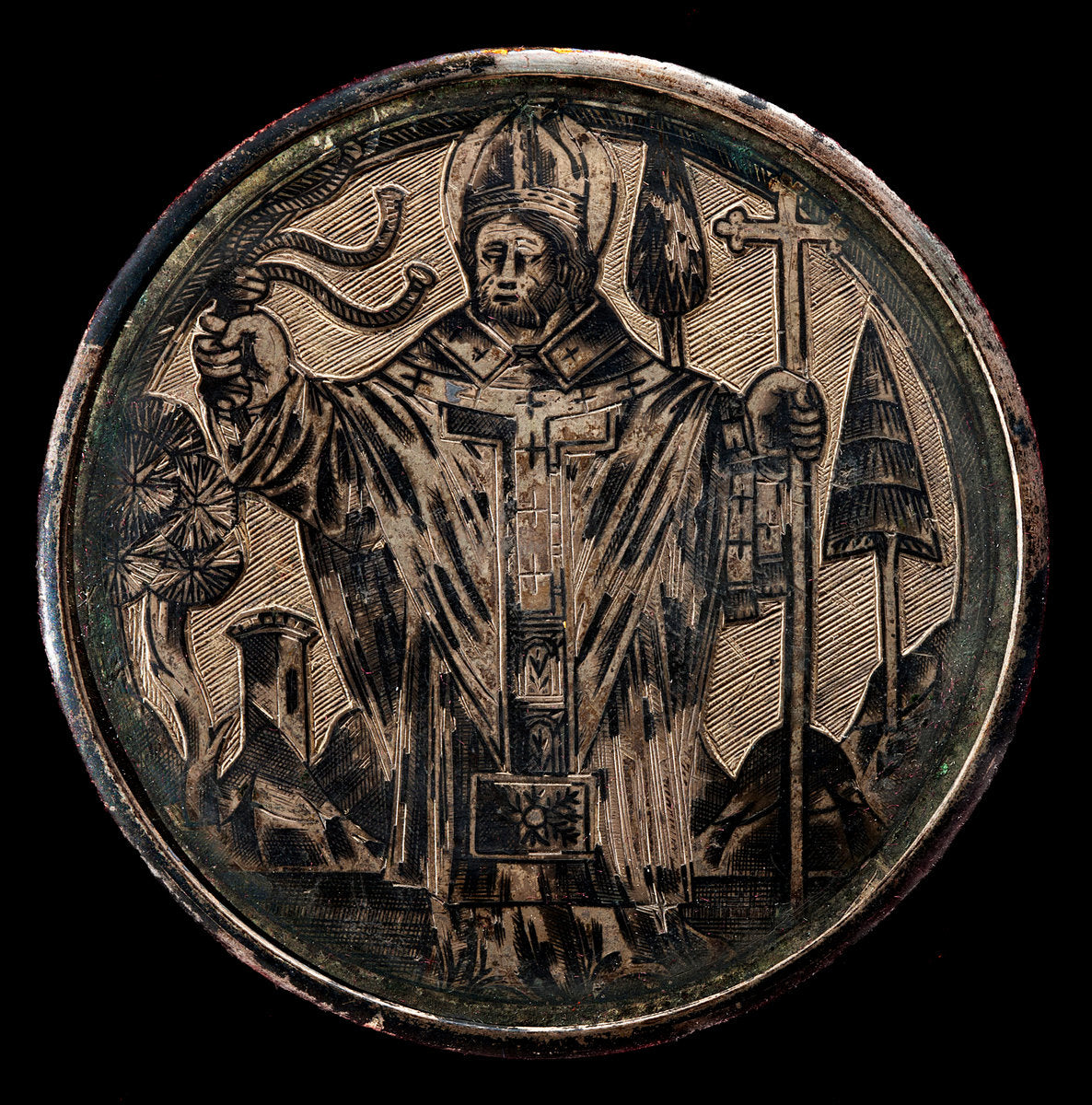 niello plate by Italian 15th Century (Saint Ambrose), 16X12"(A3)Poster Print
