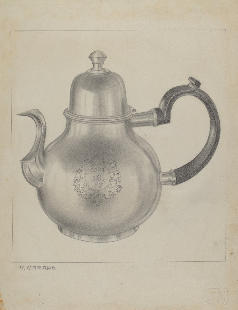 Silver Coffee Pot by Vincent Carano (American, active c. 1935), 16X12"(A3)Poster Print