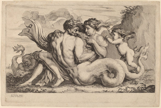 Siren and Triton by Theodor van Kessel after Sir Peter Paul Rubens (Netherlandish, c. 1620 - after 1660), 16X12"(A3)Poster Print