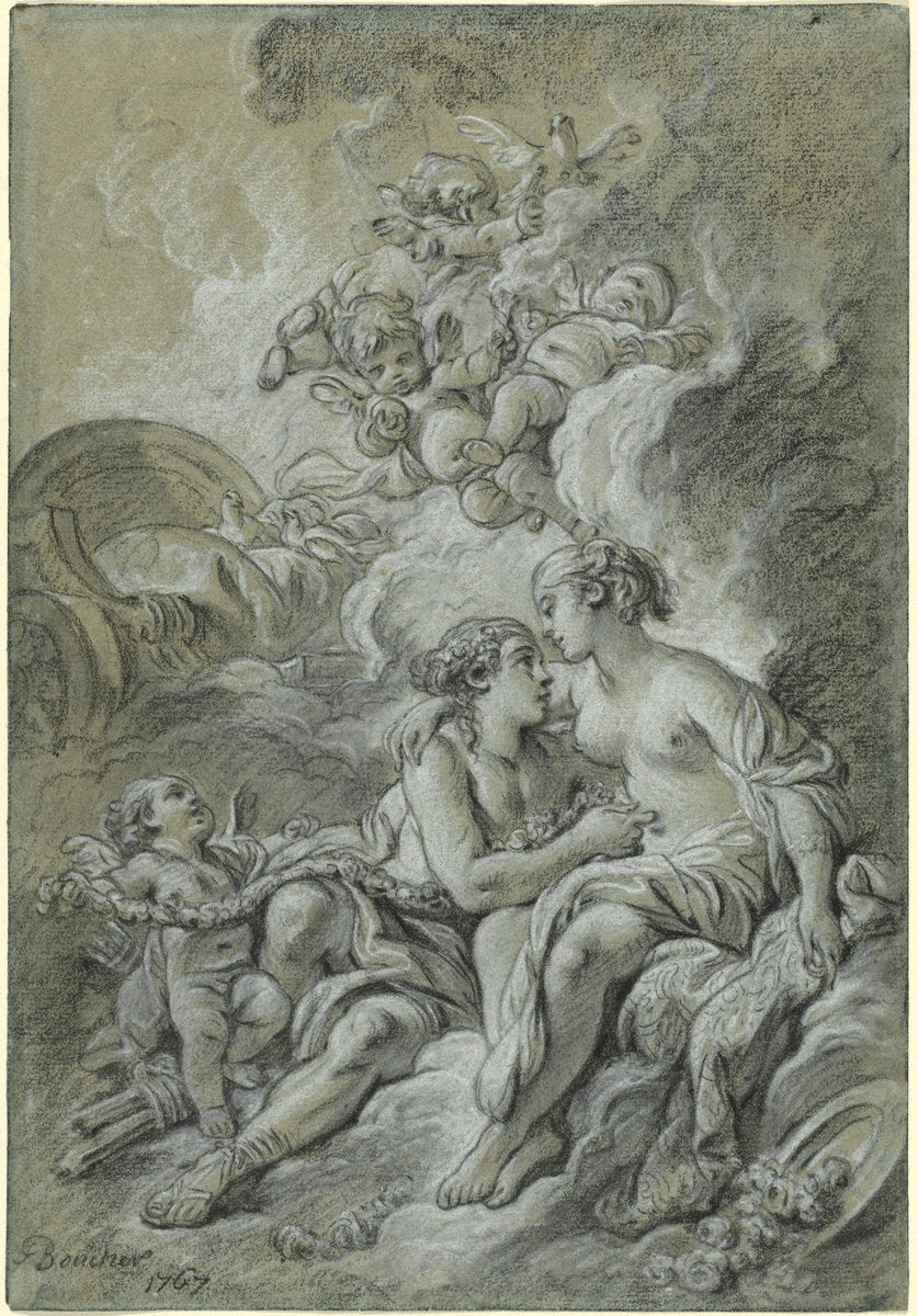 Venus appuyee sur son cher Adonis ... by François Boucher (French, 1703 - 1770), 16X12"(A3)Poster Print