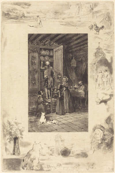 Les Vieux (The Elders) by Félix-Hilaire Buhot (French, 1847 - 1898), 16X12"(A3)Poster Print