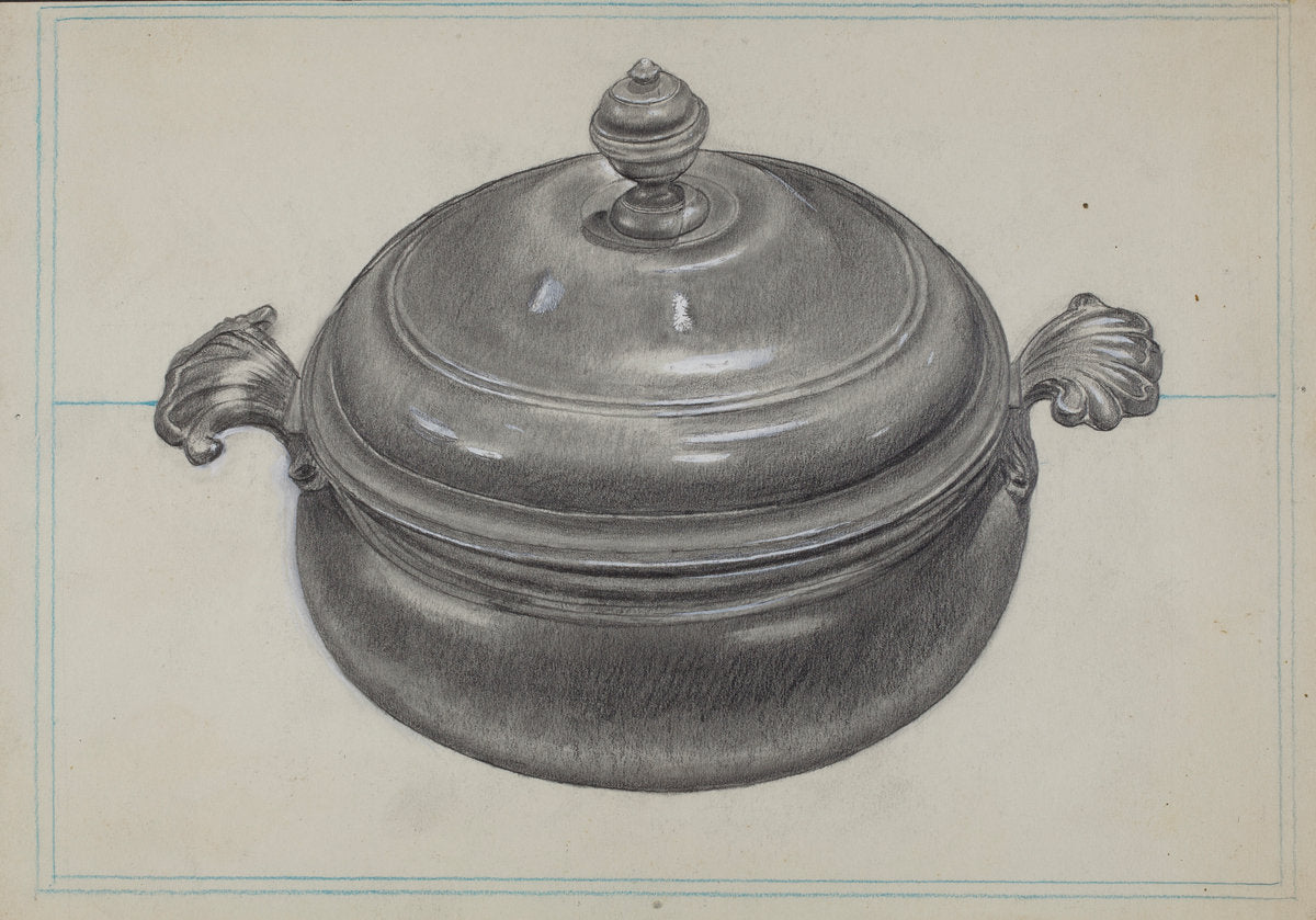Pewter Soup Tureen by James O'Mara (American, active c. 1935), 16X12"(A3)Poster Print