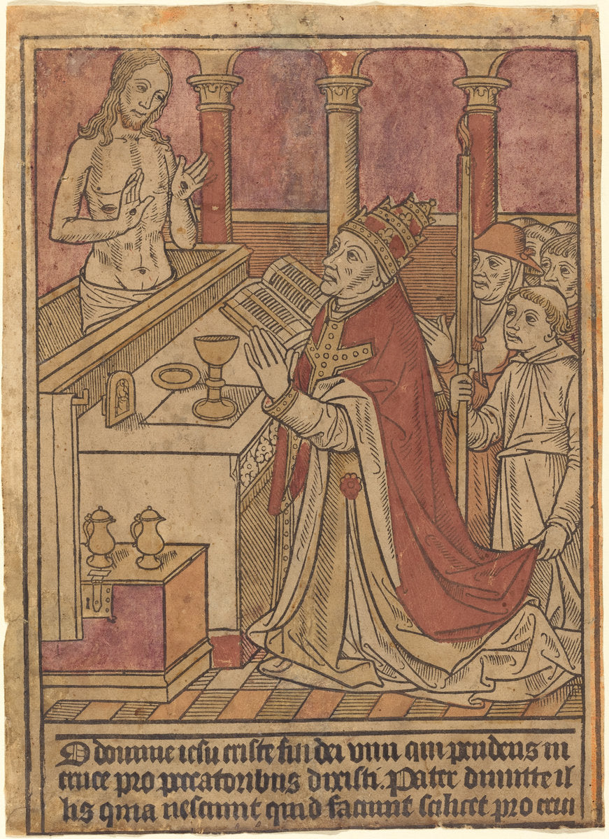 c. 1490 by French 15th Century (The Mass of Saint Gregory [recto]), 16X12"(A3)Poster Print