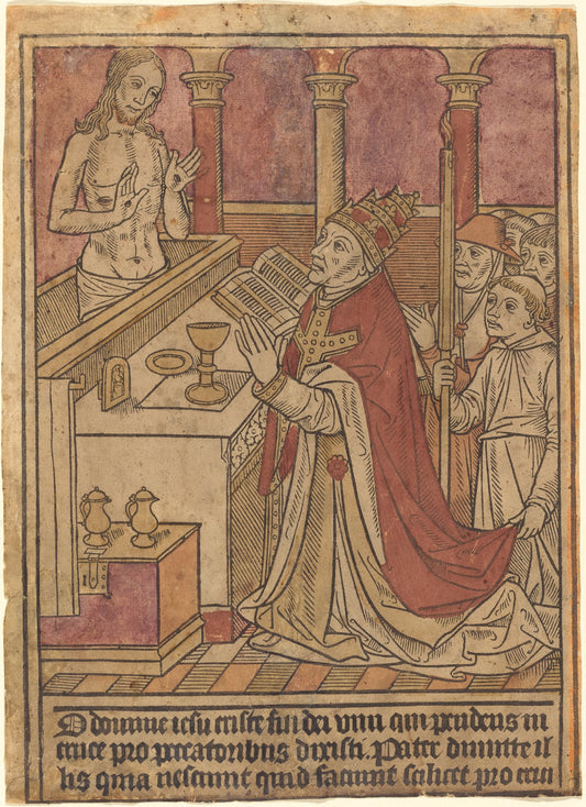 c. 1490 by French 15th Century (The Mass of Saint Gregory [recto]), 16X12"(A3)Poster Print