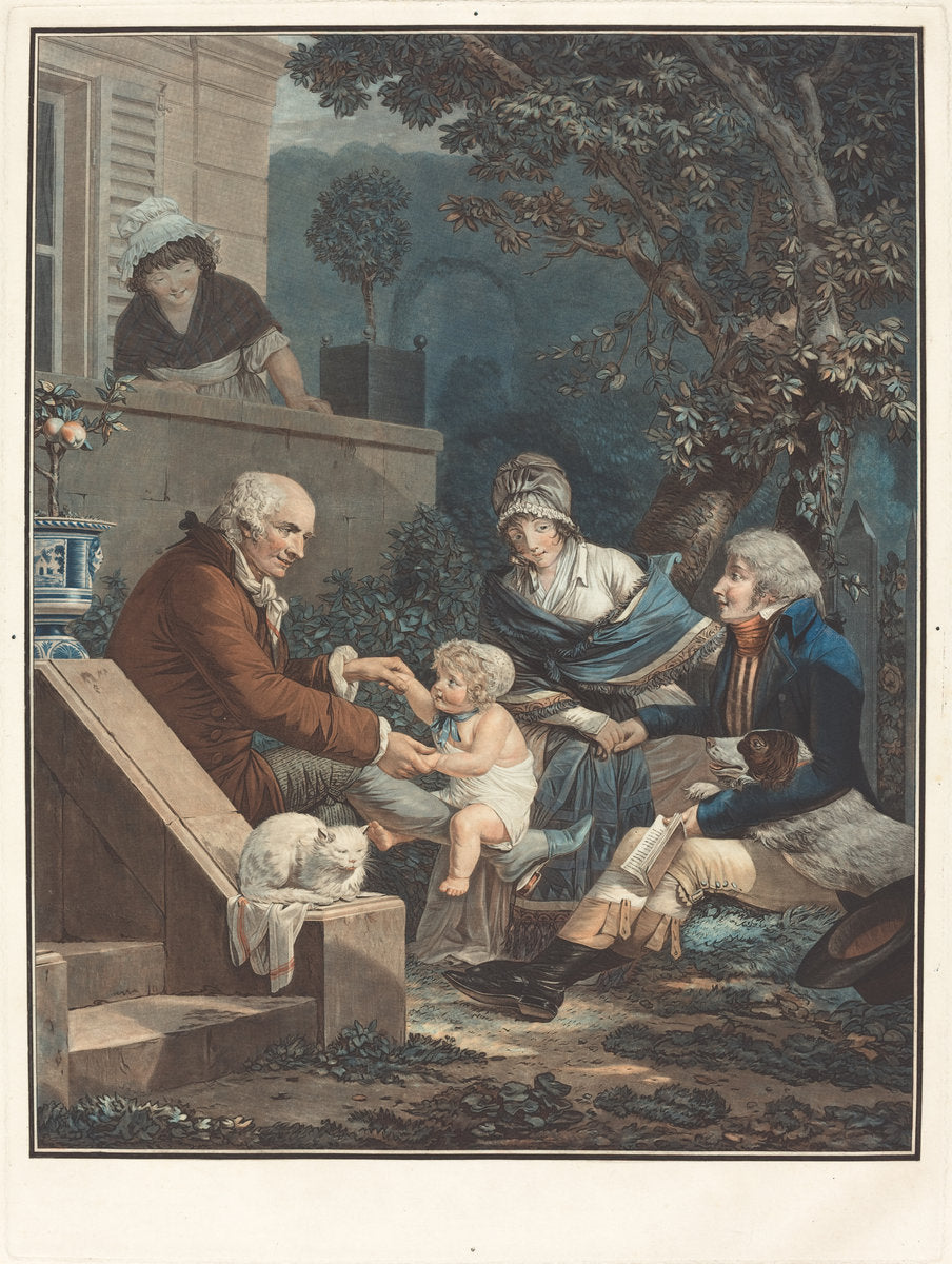 Les Plaisirs paternels (Paternal Pleasures) by Philibert-Louis Debucourt (French, 1755 - 1832), 16X12"(A3)Poster Print